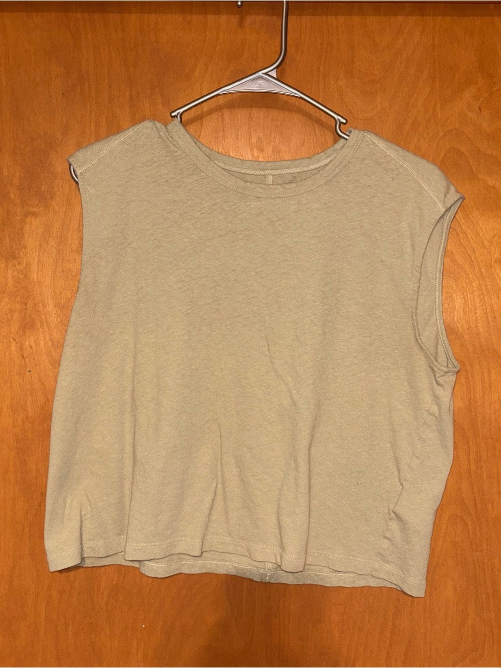 Everlane Linen Muscle Tank Top M Medium Sage Green Light Olive Crew Neck Tee